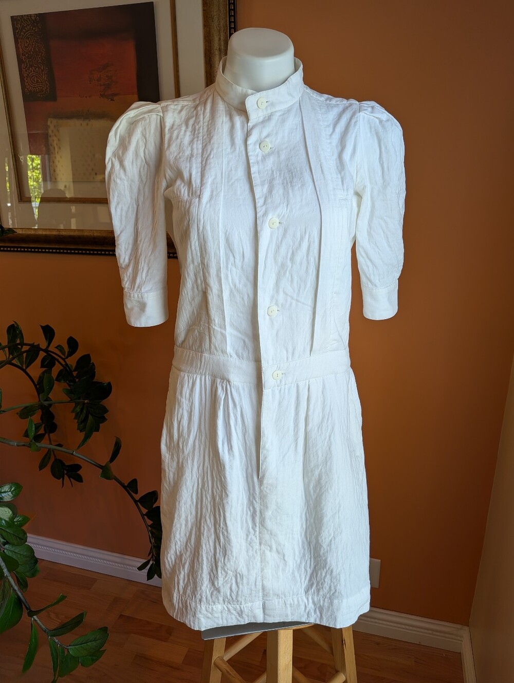Vintage ISSEY MIYAKE MenWhite Short-Sleeve Button Front Dress Size S